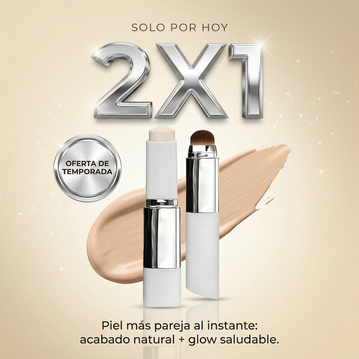 Base Camaleón™ en Stick (Se Adapta a Tu Tono) + Brocha Integrada